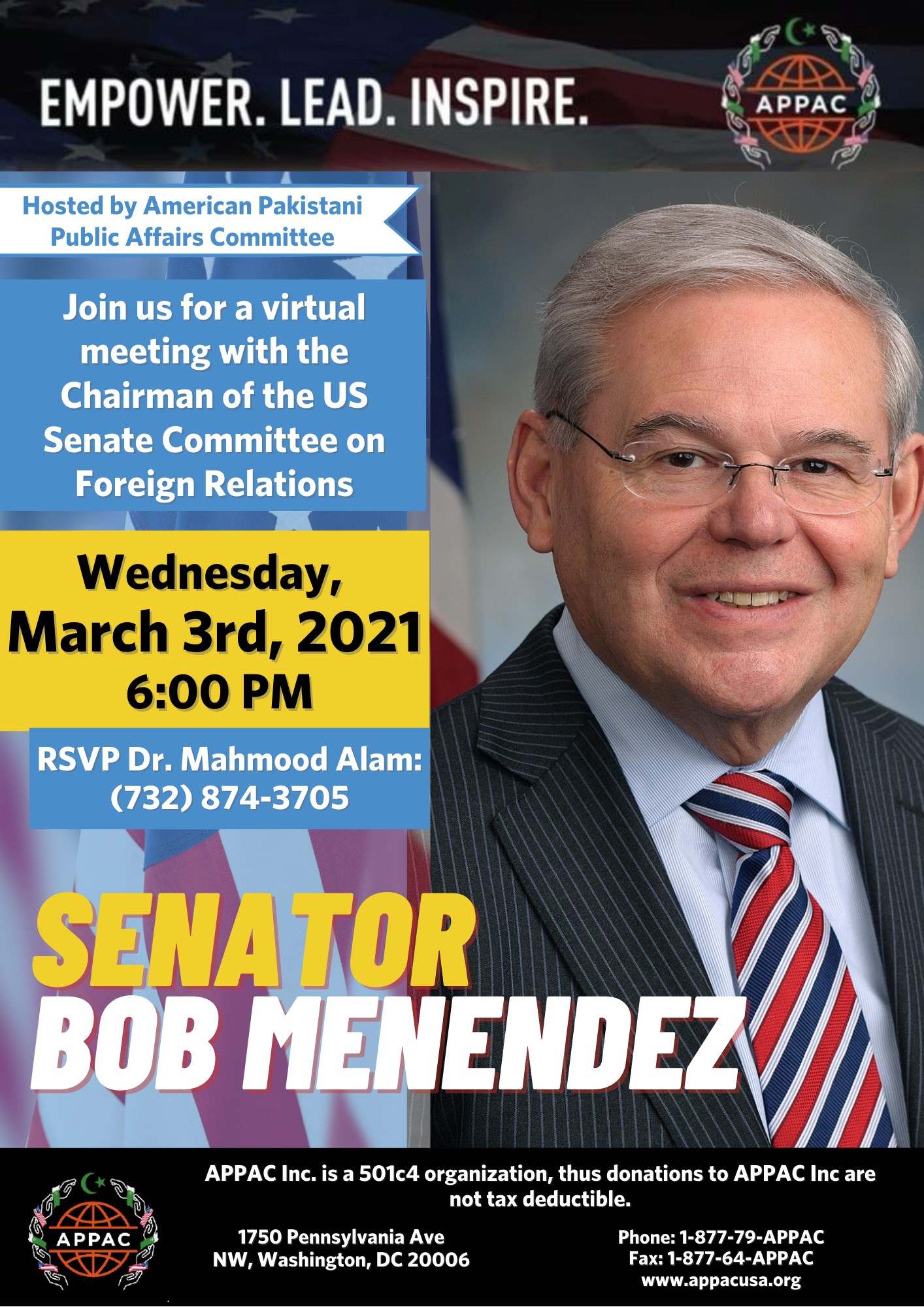 APPAC Hosts Virtual Meeting with Senator Bob Menendez to Discuss Current Situation in Kashmir